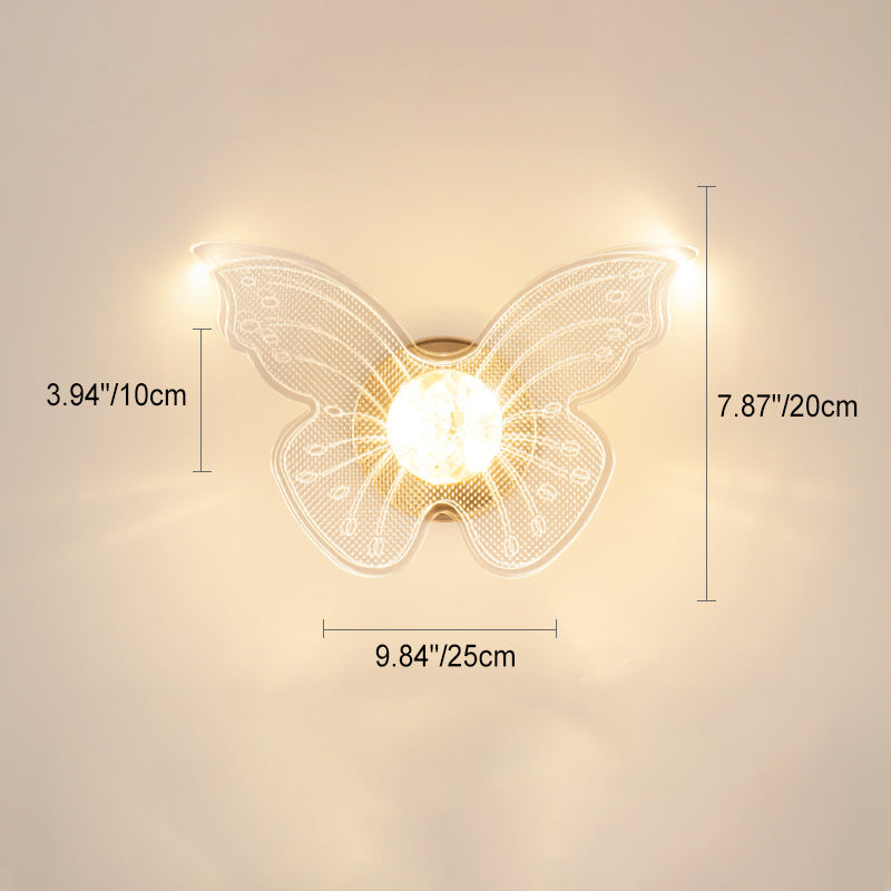 Contemporary Creative Metal Acrylic Butterfly Morning Glory Maple Leaf LED Wall Sconce Lamp For Bedside