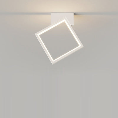 Modern Simplicity Iron Aluminum PVC Rectangle Square Teardrop LED Semi-Flush Mount Ceiling Light For Living Room