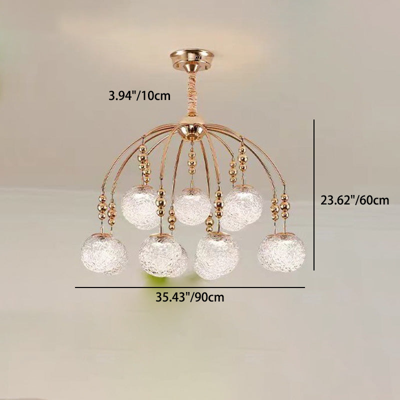 Traditional French Branching Magic Bean Orb Glass Hardware LED Chandelier For Bedroom