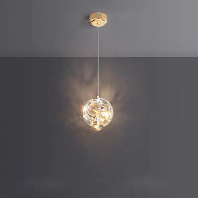 Contemporary Luxury Crystal Ball Hardware LED Pendant Light For Living Room