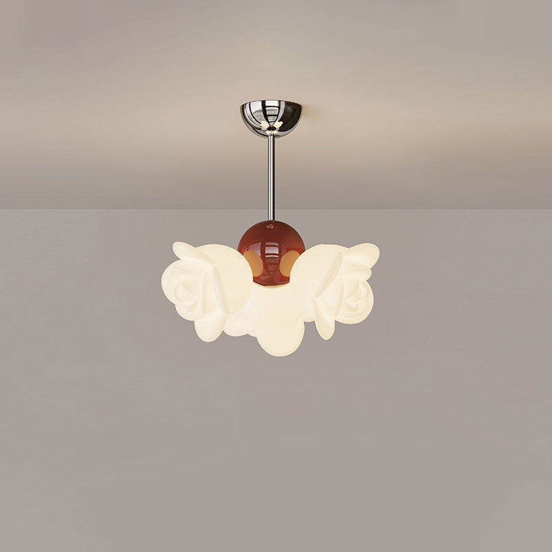 Contemporary Creative Rose Orb PE Iron LED Semi-Flush Mount Ceiling Light For Living Room