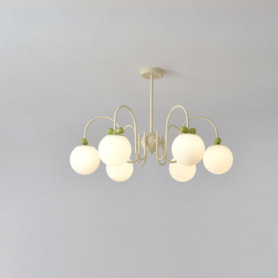 Modern Minimalist Cream Bow Round Ball Hardware Glass 4/5/6/8 Light Chandelier For Living Room