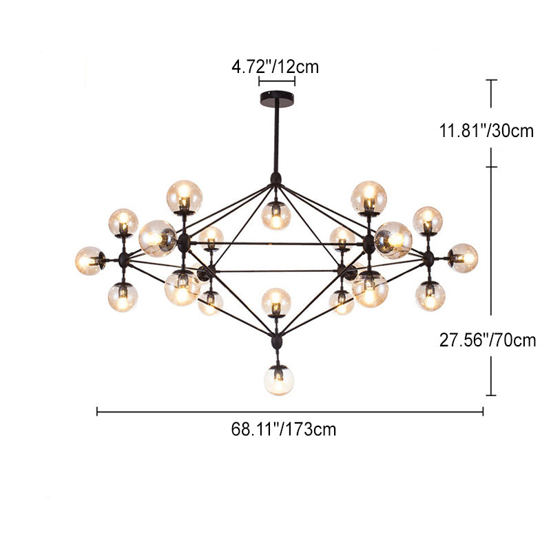 Modern Minimalist Round Ball Iron Glass 10/21 Light Chandelier For Living Room