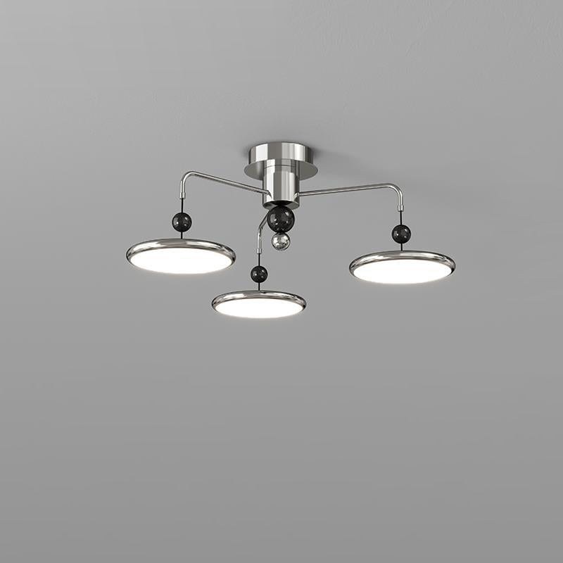 Contemporary Scandinavian Iron Frame Acrylic Flying Saucer LED Semi-Flush Mount Ceiling Light For Living Room