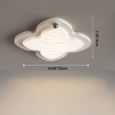 Modern Nordic Cream Biscuit PVC Shade Hardware LED Flush Mount Ceiling Light For Bedroom