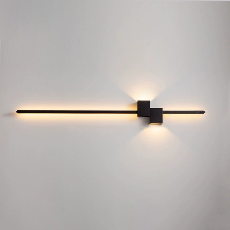 Modern Minimalist Strip Rectangle Iron Aluminum LED Wall Sconce Lamp For Living Room