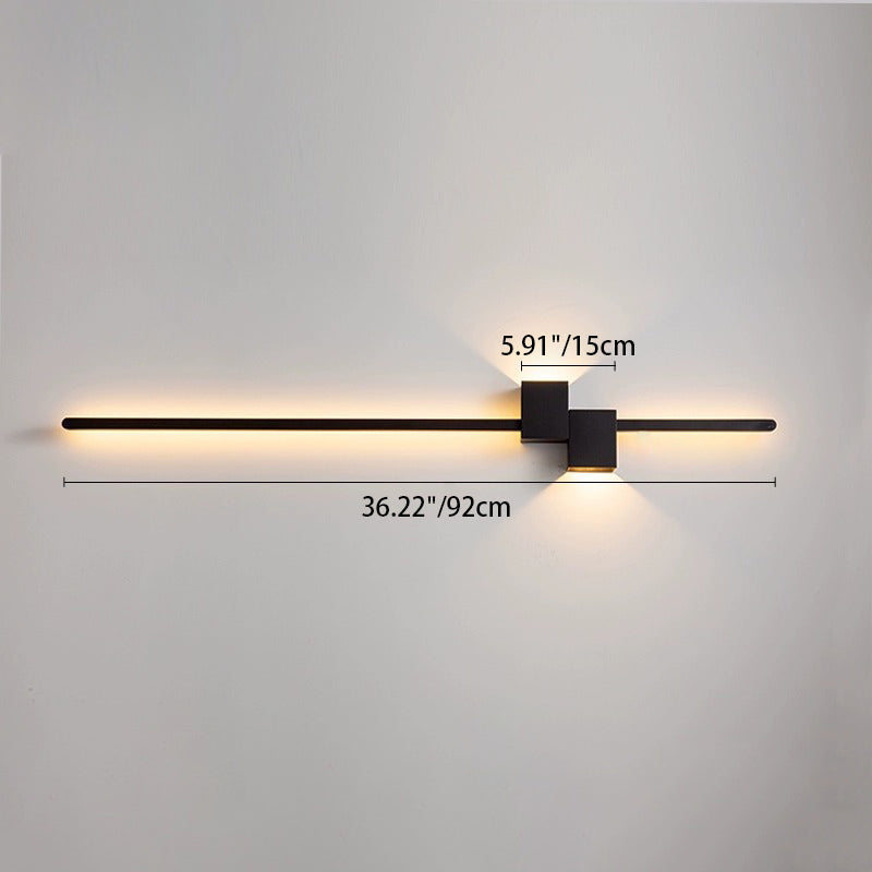 Modern Minimalist Strip Rectangle Iron Aluminum LED Wall Sconce Lamp For Living Room