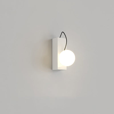 Contemporary Nordic Cream Iron Cuboid Displaceable Magnetic Spherical Shade 1-Light Wall Sconce Lamp For Bedroom