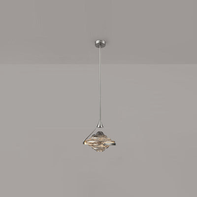 Modern Minimalist Irregular Diamond Iron Glass LED Pendant Light For Bedroom