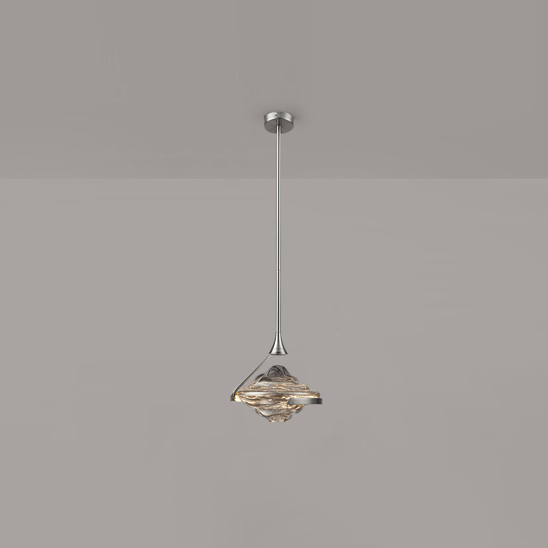 Modern Minimalist Irregular Diamond Iron Glass LED Pendant Light For Bedroom