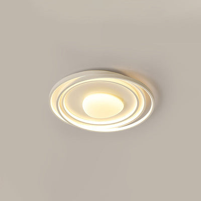 Modern Minimalist Cream Round Acrylic Iron LED Flush Mount Ceiling Light For Living Room