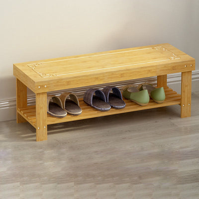 Traditional Chinese Rectangle Heather Bamboo Shoe Storage 1-Shelf For Entryways