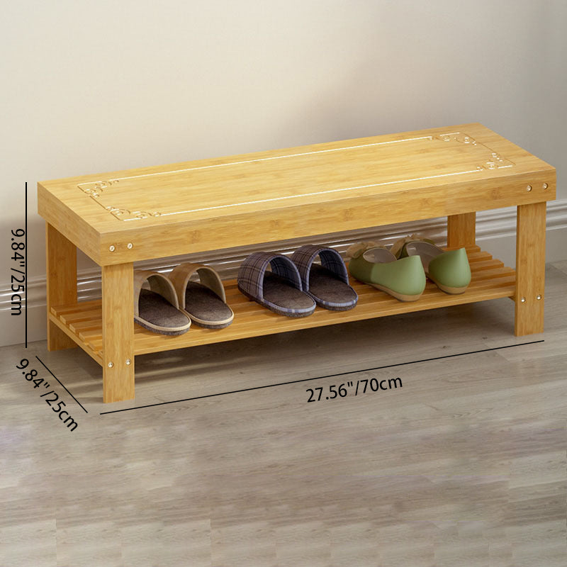 Traditional Chinese Rectangle Heather Bamboo Shoe Storage 1-Shelf For Entryways