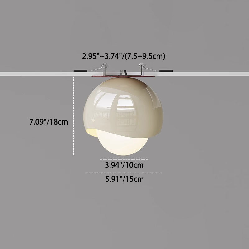 Contemporary French Cream Iron Glass Spherical Ball 1-Light Semi-Flush Mount Ceiling Light For Hallway