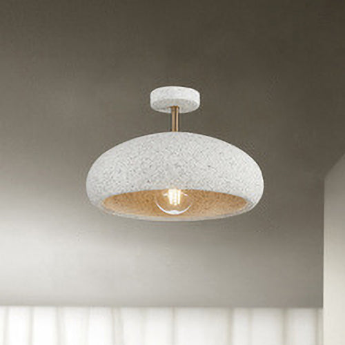 Modern Minimalist Oval Gypsum Iron 1-Light Semi-Flush Mount Ceiling Light