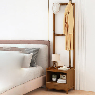 Modern Minimalist Rectangular Coat Rack Bamboo Density Panel Nightstand 1/3 Drawer For Bedroom