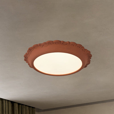 Contemporary Scandinavian Round Acrylic Resin Iron LED Flush Mount Ceiling Light For Bedroom