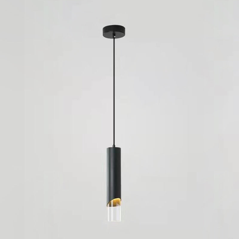 Modern Minimalist Long Cylinder Acrylic Iron LED Pendant Light For Bedroom