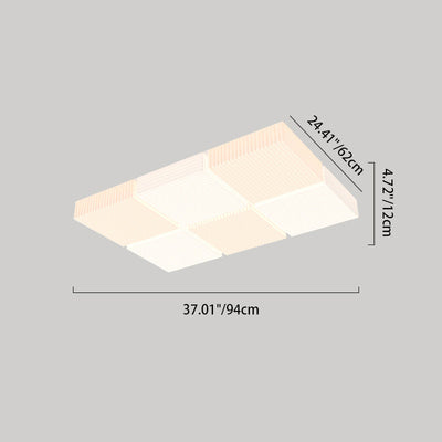 Modern Simplicity Ribbed PE Cube Shade LED Flush Mount Ceiling Light For Living Room