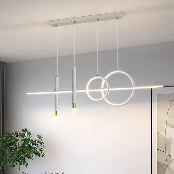 Modern Minimalist Iron Silicone Strip LED Island Light Chandelier For Dining Room