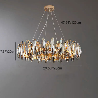 Modern Luxury Oval Crystal Iron 5/6/10 Light Chandelier For Living Room