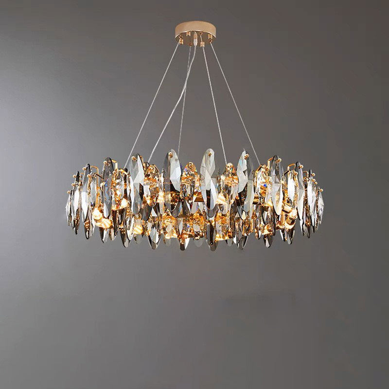 Modern Luxury Oval Crystal Iron 5/6/10 Light Chandelier For Living Room