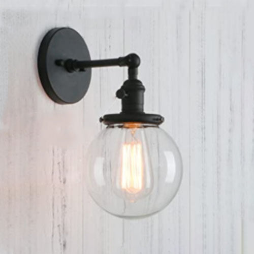 Modern Minimalist Iron Glass Orb 1-Light Wall Sconce Lamp For Bedroom