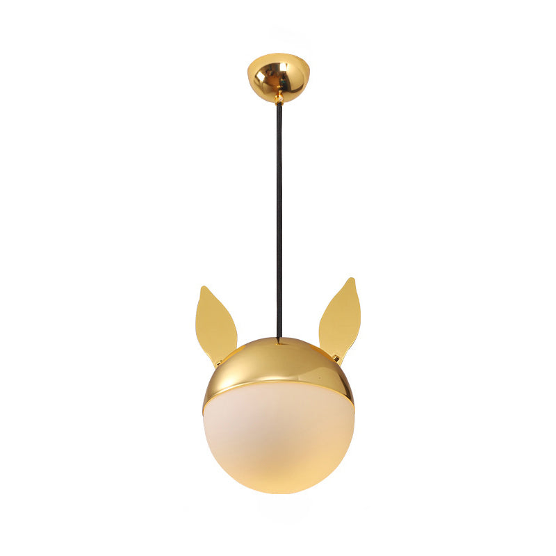 Contemporary Creative Cartoon Animal Iron Glass Ball 1-Light Pendant Light For Living Room