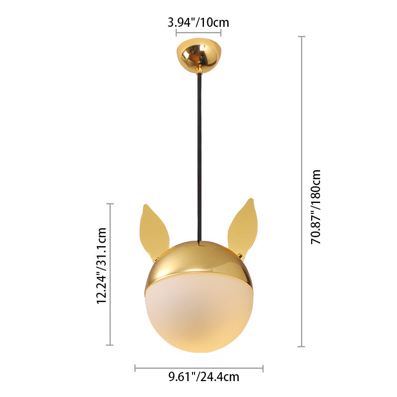 Contemporary Creative Cartoon Animal Iron Glass Ball 1-Light Pendant Light For Living Room