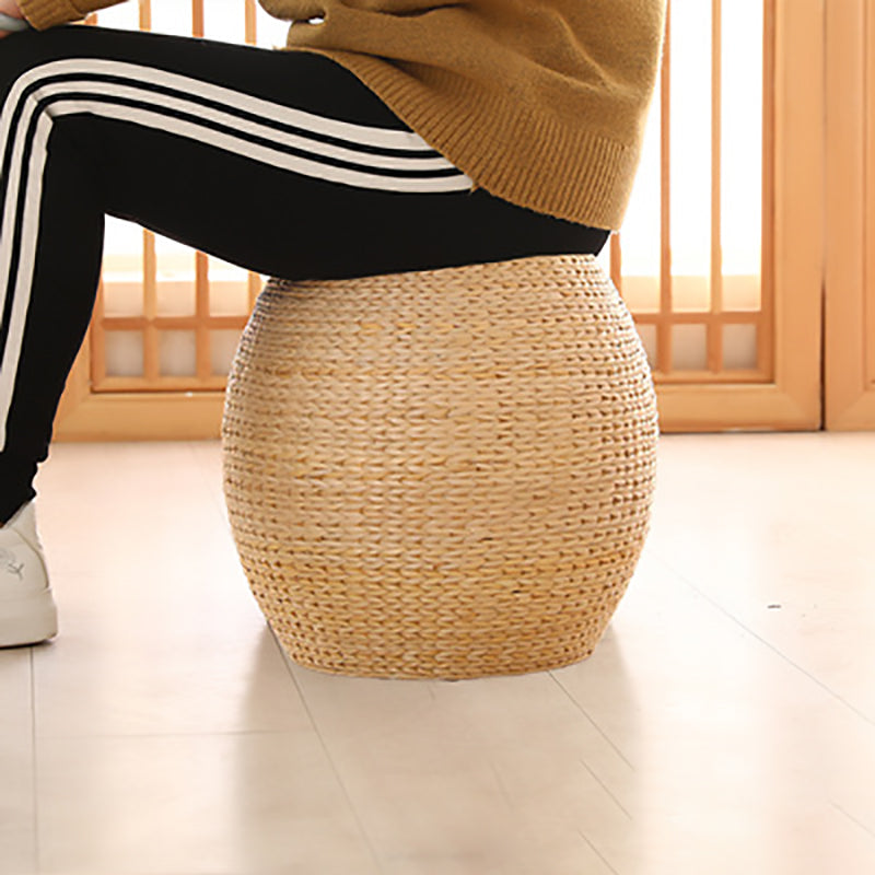 Traditional Chinese Round Column Wood Chair Backless Armless For Living Room