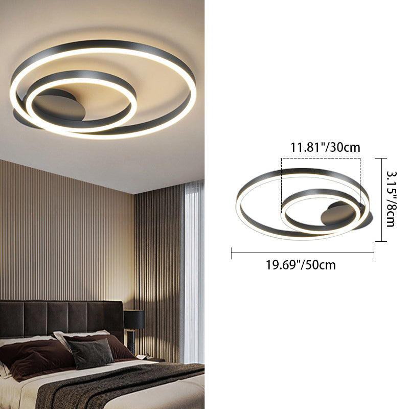 Modern Minimalist Geometric Square Circle Aluminum Line LED Flush Mount Ceiling Light For Living Room