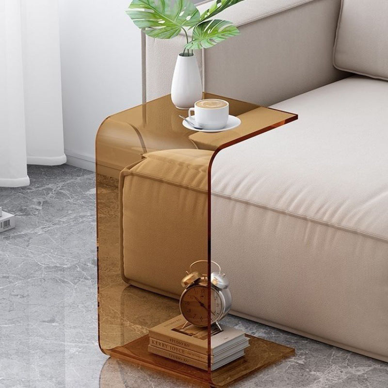 Contemporary Scandinavian Square Acrylic End Table 1-Tier For Living Room