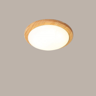 Contemporary Nordic Wood Acrylic Plum Shape LED Flush Mount Ceiling Light For Living Room