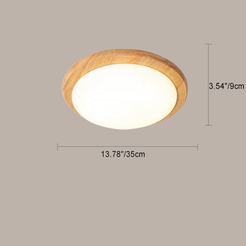 Contemporary Nordic Wood Acrylic Plum Shape LED Flush Mount Ceiling Light For Living Room