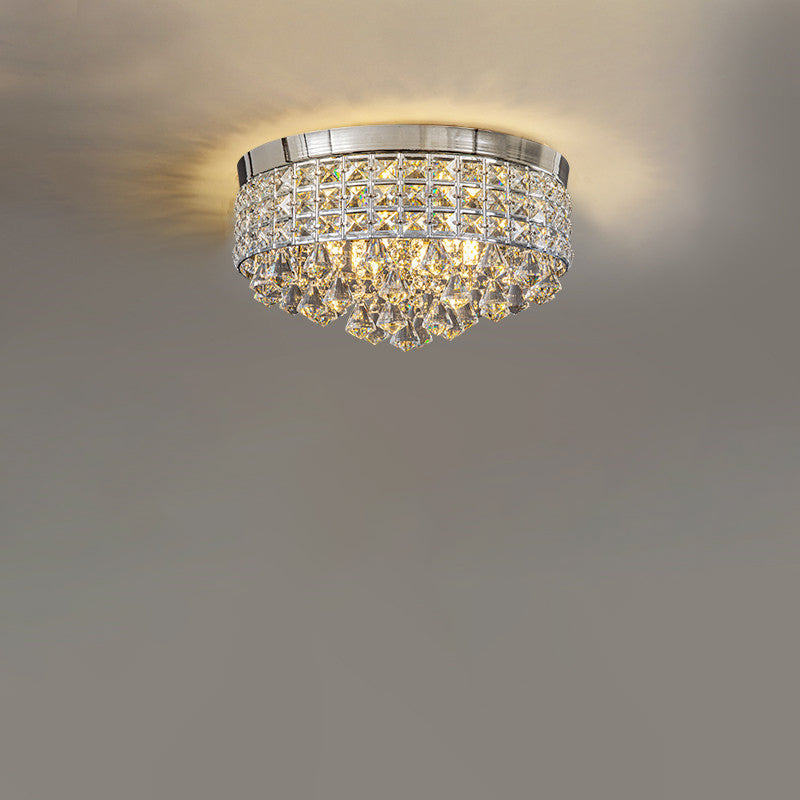 Modern Luxury Round Iron Crystal Beads 6/9-Light Flush Mount Ceiling Light For Living Room