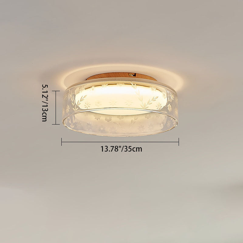 Modern Minimalist Round Metal Acrylic Glass LED Flush Mount Ceiling Light For Bedroom