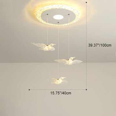 Modern Luxury Three Bird Iron Acrylic LED Chandelier For Bedroom