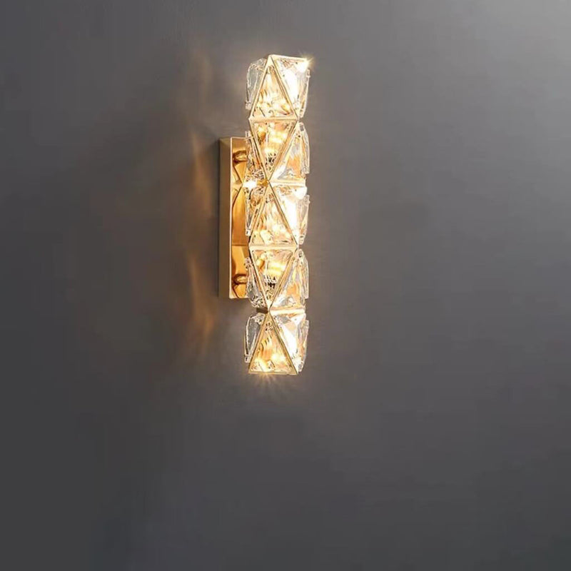 Modern Light Luxury Gold Crystal Diamond Texture Hardware LED Wall Sconce Lamp