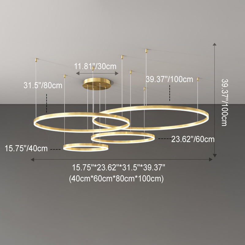 Modern Minimalist Multi Tier Circle Iron Aluminum Acrylic LED Chandelier For Living Room