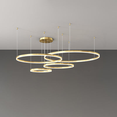 Modern Minimalist Multi Tier Circle Iron Aluminum Acrylic LED Chandelier For Living Room