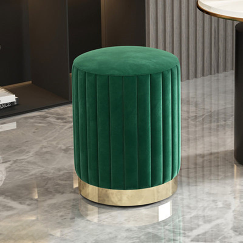 Modern Minimalist Round Velvet Top Metal Base Vanity Stool For Bedroom