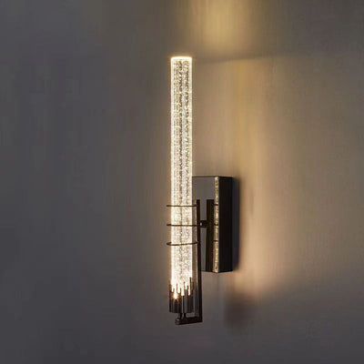 Contemporary Luxury Cylinder Iron Crystal LED Wall Sconce Lamp For Living Room