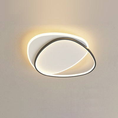 Modern Minimalist Triangle Oval Acrylic Iron LED Flush Mount Ceiling Light For Living Room