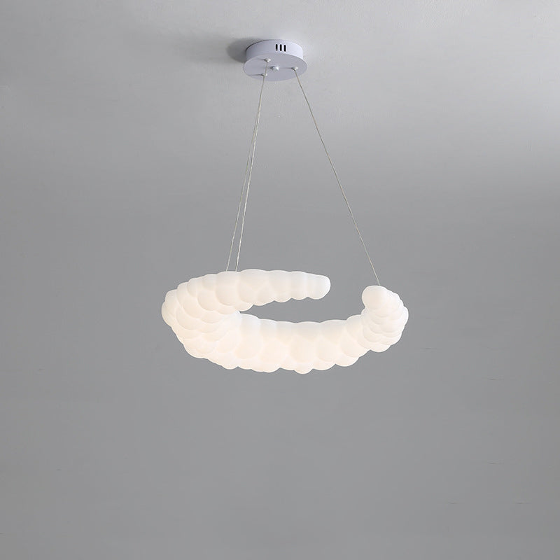 Modern Minimalist Crescent PE Iron LED Chandelier For Bedroom
