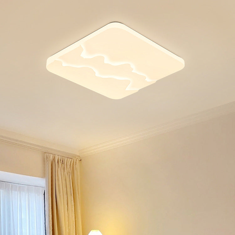 Modern Minimalist Wave Round Square Rectangle Acrylic LED Flush Mount Ceiling Light For Bedroom