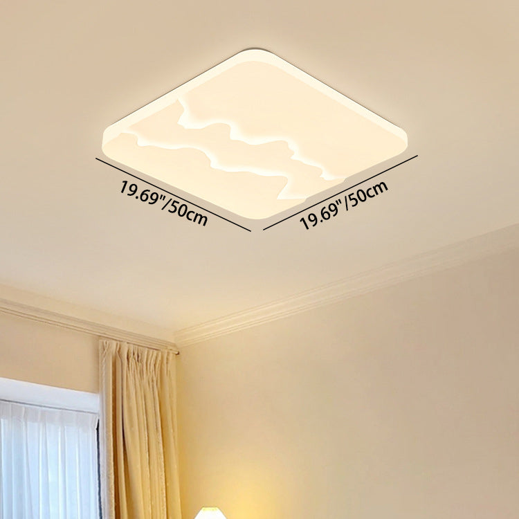 Modern Minimalist Wave Round Square Rectangle Acrylic LED Flush Mount Ceiling Light For Bedroom