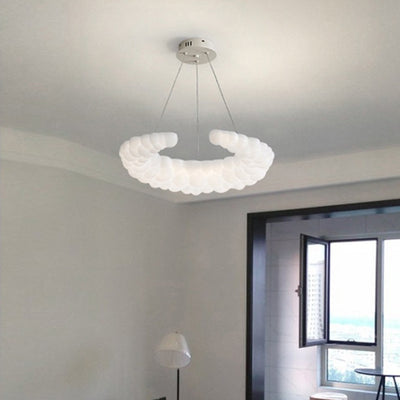 Modern Minimalist Moon Iron Plastic LED Chandelier for Living Room