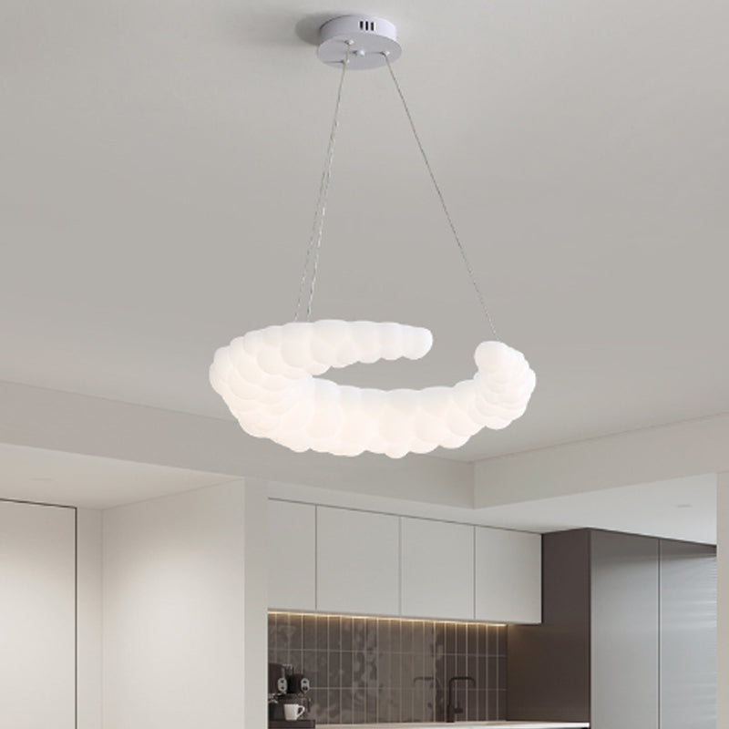 Modern Minimalist Moon Iron Plastic LED Chandelier for Living Room