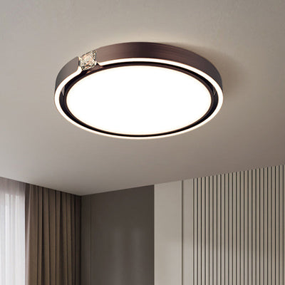 Modern Luxury Round Electroplated Aluminum Acrylic LED Flush Mount Ceiling Light For Bedroom