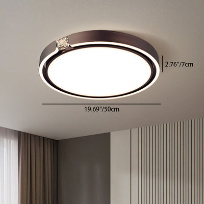 Modern Luxury Round Electroplated Aluminum Acrylic LED Flush Mount Ceiling Light For Bedroom